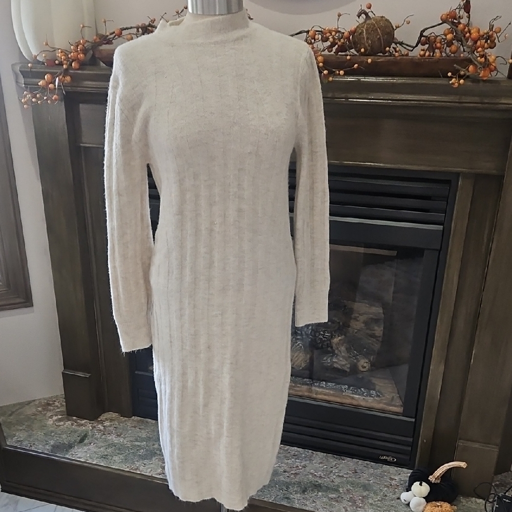 a new day Cream Long Sleeve Sweater Dress